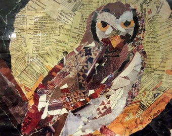 Whoo's There - Torn Paper Collage