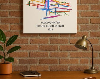 Frank Lloyd Wright-inspirerat canvastavla: Färgglad abstrakt modern väggkonst