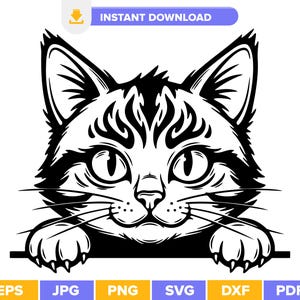 Peeking Cat SVG PNG, Cute Ginger Cat Silhouette, Kitty Face Clipart, Cat Lover SVG, Cat Window Decal, Kitten Svg, Pet Lover Cricut Design