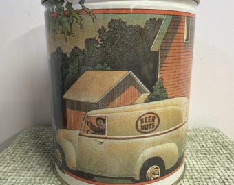 1993 Beer Nut 40th Anniversary Vintage Tin Canister Bar Man Cave Decor 6.25 In