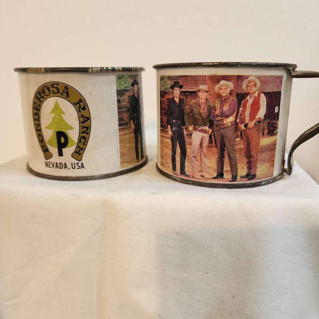 Vintage Bonanza Ponderosa Ranch Souvenir Tin Mugs Set of 2 Nevada ...