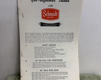 Vintage Schmidt Beer Get Together Tunes Song Book Breweriana Bar Music