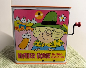 Vintage 1970 Mattel Mother Goose Jack In The Box Music Toy