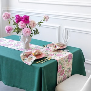 Linge de maison, Linge de table, Chemins de table en lin, Chemin de table Linge de maison, Chemin de lin, Chemin de table, Chemin de table floral, Imprimé sur lin