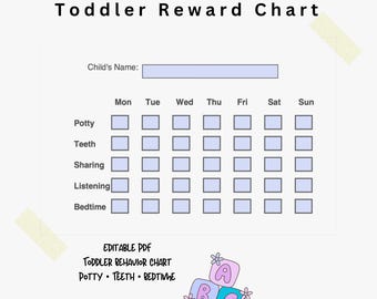 Toddler Reward Chart Printable | Behavior Chart for Kids | Potty Training Chart | Daily Routine Tracker | Instant Download PDF