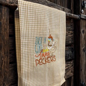 Chicken Kitchen Set; embroidered chicken themed towel and hot pad