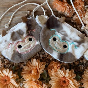 Little Girls Cow Purse, cow bag, kids purse, adjustable strap, mink fabric