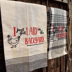 Chicken Kitchen Set; embroidered chicken themed towels and hot pad