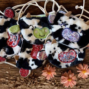 Little Girls Cow Purse, cow bag, kids purse, adjustable strap, mink fabric