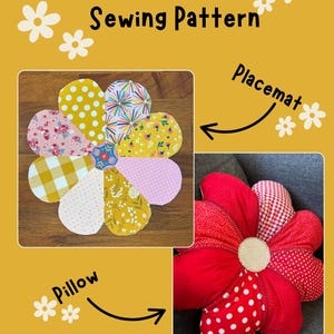 Flower Placemat & Pillow Sewing Pattern - Digital Download - Beginner Friendly - PDF File