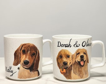 Hand-Painted Pet Portrait Mug: Custom Ceramic Coffee Cup, Pet Memorial , mother's day gift