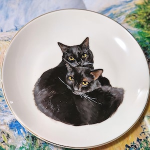 Hand-Painted Pet Portrait Plate: Custom Ceramic Dog Cat Memorial, Father's Day Gift for Grandpa, Husband, Dad