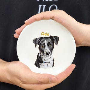 Handgeschilderd bord met huisdierportret: aangepaste keramische gedenkkunst, schaal voor huisdieren, cadeau voor moeder