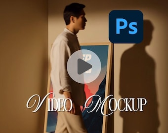 Frame Mockup Video, Wall Art Mockup with Person, Photoshop PSD Smart Object, Multi-Ratio 23, 34, 45, Poster Mockup for Etsy Listing