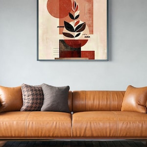 Abstract Floral Print Set: Terracotta Geometric Gallery Wall Art (Digital Download)