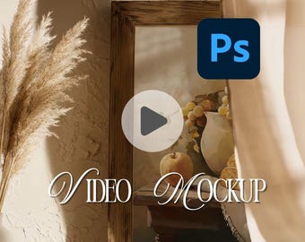 Frame Mockup Video, Boho Wall Art Video Frame Mockup for Photoshop, 4:5 Ratio PSD Smart Object, Poster Frame Mockup Video, Digital Download