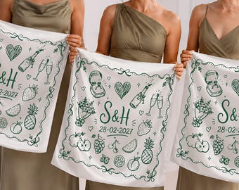 Bandane e sciarpe personalizzate per matrimoni, ricordo personalizzato per la sposa, bomboniere per addio al nubilato, regalo personalizzato per le invitate a un viaggio tra amiche