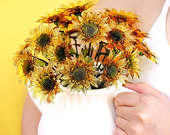 Glass Flowers, Sunflower, Glass Birth Month Flowers, Birth Flower, Birth Flowers Gift, Birthday Gift for Her, Home Decor, Personalized Gift