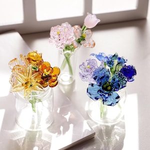 Glass Flowers, Glass Birth Month Flowers, Birth Flower, Birth flower Gift, Birthday Gift for Her