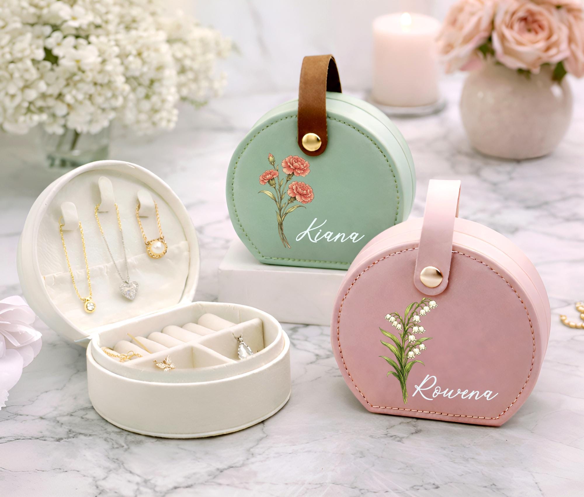 Set Scatola Portagioie In Cartone Con Sacchetto Di Velluto - Organizer Quadrato Bianco 9x9 Cm Per Collane, Orecchini, Bracciali - Idea Regalo Compleanno, Natale