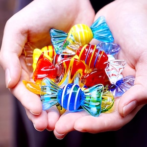 Vintage Blown Glass Candy Figures, Halloween Decoration, Multi-Color Glass Art, Table Decoration Home Decor