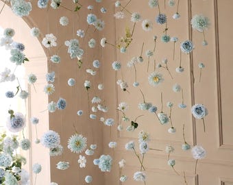 DIY 60-delige hangende bloemen romantisch decor, zijden drijvende bloemenslinger, bloemenfeest achtergrond, babyshower decor