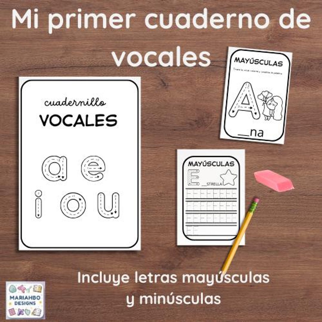 Cuaderno de vocales para preescolar. Trazos en mayúsculas y minúsculas ...