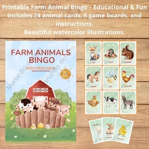 Farm Animal Bingo – Printable Preschool Game for Kids | Educational Activity PDF | Instant Download