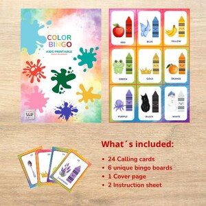 Color Bingo Printable Game – Educational Preschool Activity – Learn Colors – Instant Download PDF