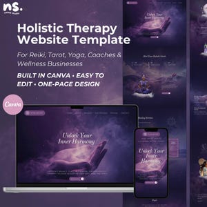 Modèle de site Web Canva : page de destination Reiki et bien-être