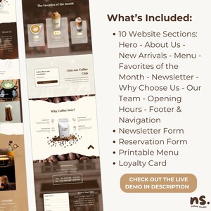 Coffee Shop Canva Website Bundle: Café Menu & Loyalty Card Templates image 2