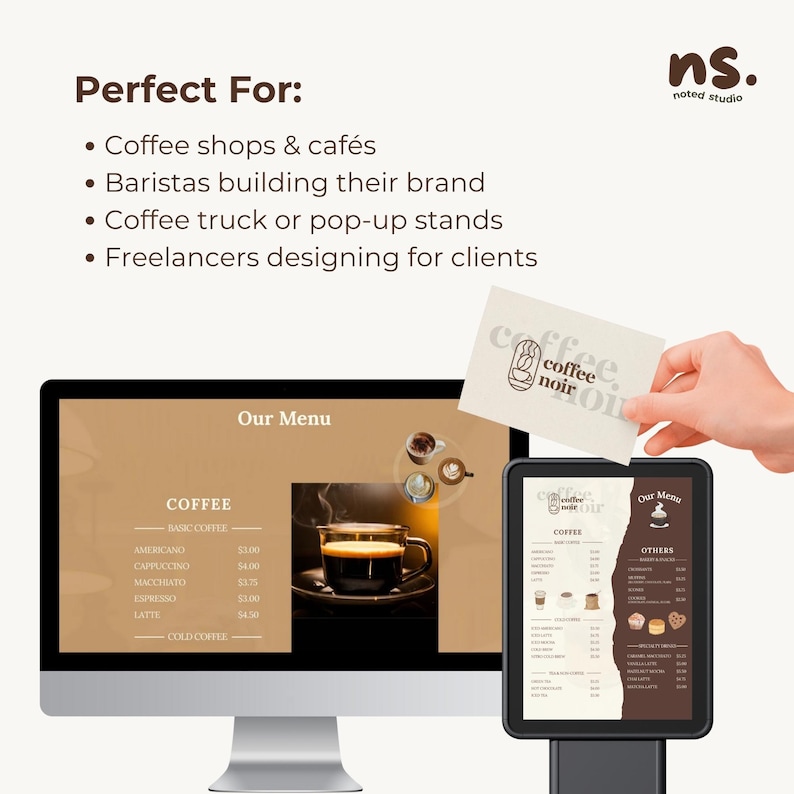 Coffee Shop Canva Website Bundle: Café Menu & Loyalty Card Templates image 9