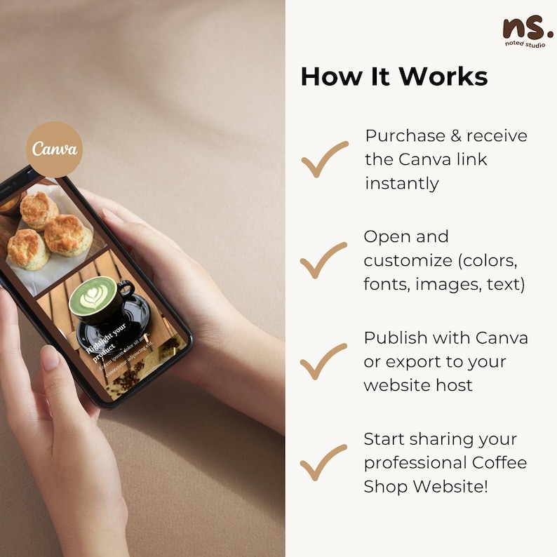 Coffee Shop Canva Website Bundle: Café Menu & Loyalty Card Templates image 10
