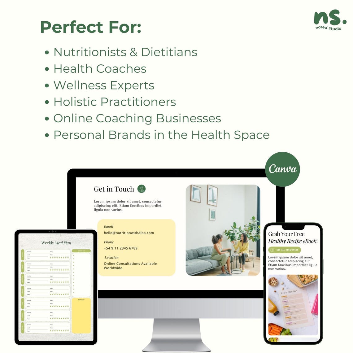 Nutritionist & Health Coach Website Template Multipage Canva Kit (7