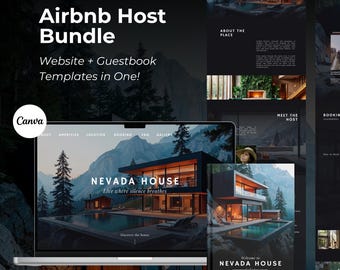 Airbnb Host Canva Template Bundle: Editable Website & Guestbook Kit