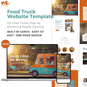 Food Truck Website Template Canva: Editable Landing Page