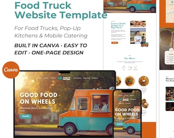 Food Truck Website Template Canva: Editable Landing Page