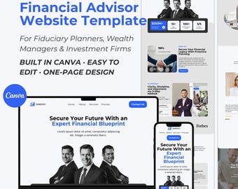 Financial Advisor Website Template Canva: Modern Fiduciary Landing Page