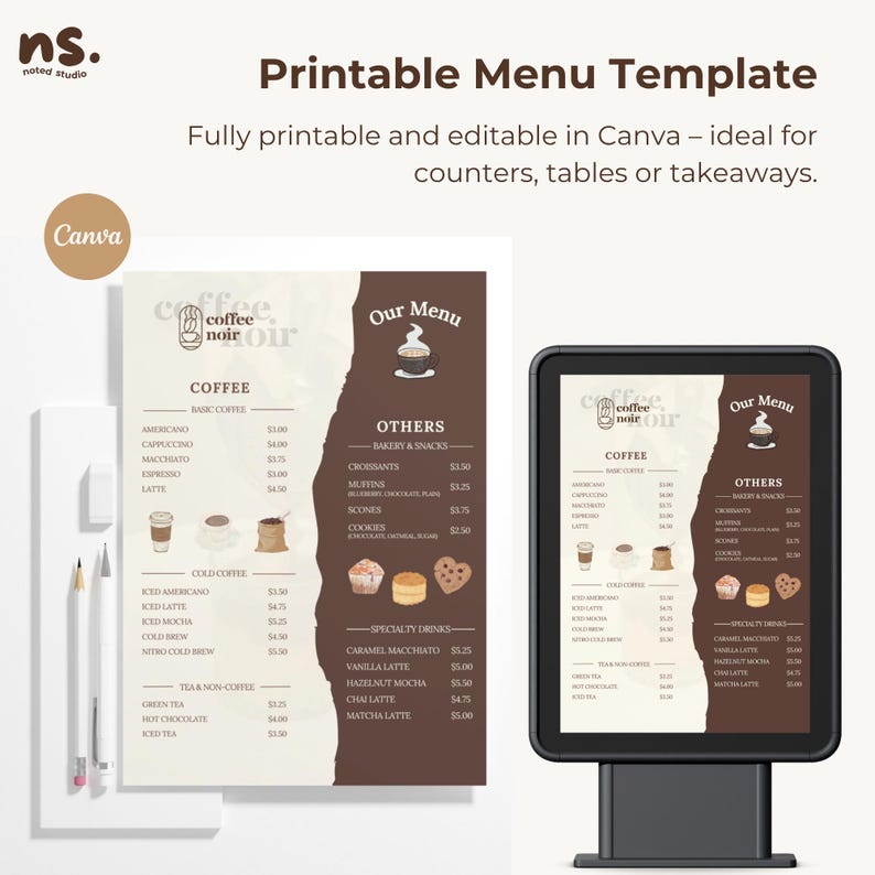Coffee Shop Canva Website Bundle: Café Menu & Loyalty Card Templates image 3