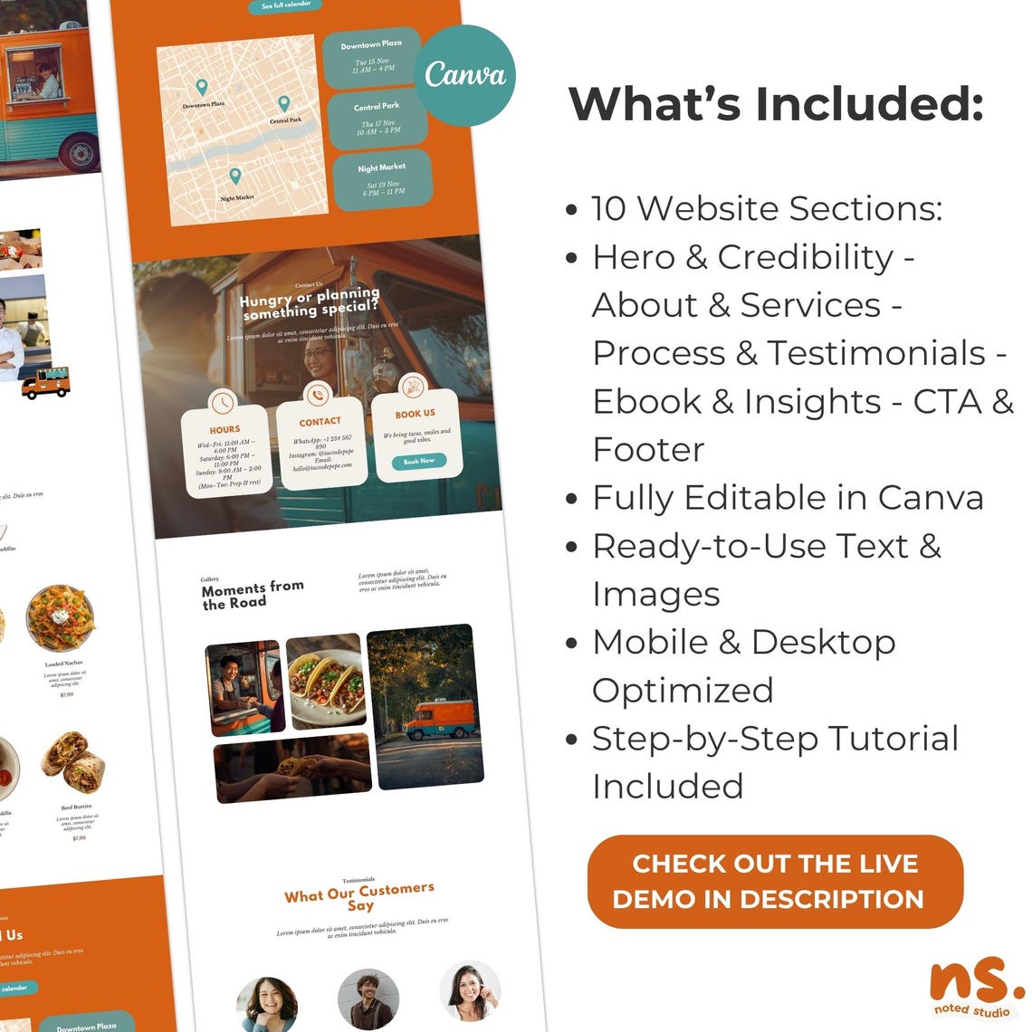 Food Truck Website Template Canva Editable Landing Page Etsy
