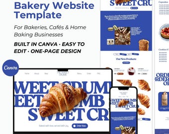 Bakery Website Template Canva: Editable Pastry & Cake Shop Design