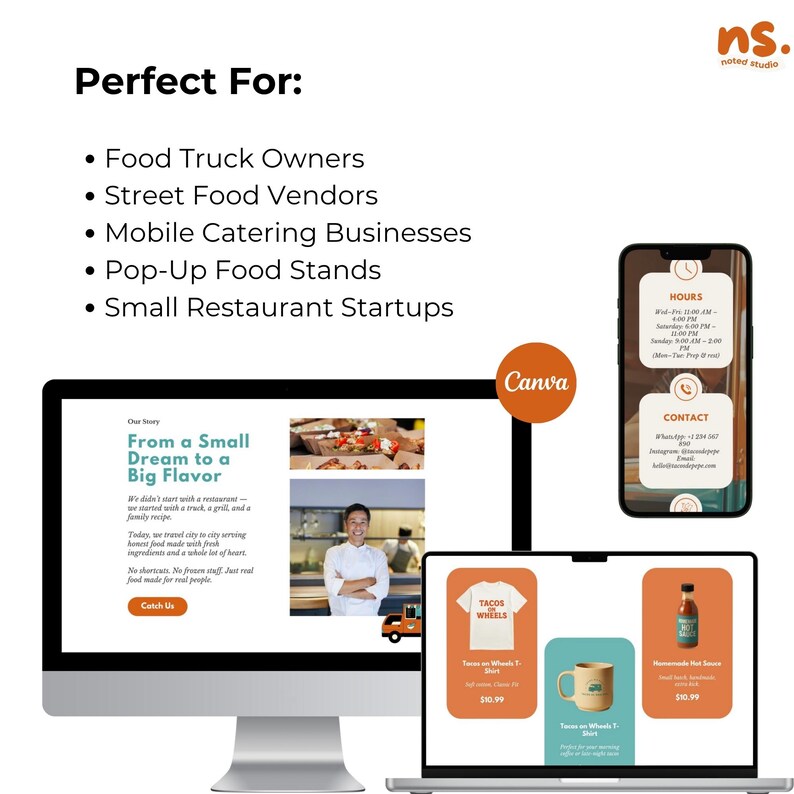 Food Truck Website Template Canva Editable Landing Page Etsy