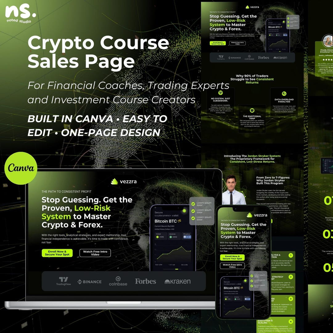 Crypto Course Sales Page Canva Template: Fintech Coach Website Design -  Etsy Israel
