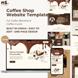 Coffee Shop Canva Website Template: Café Landing Page & Menu