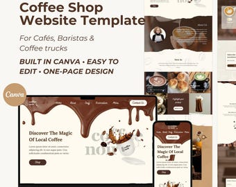 Coffee Shop Canva Website Template: Café Landing Page & Menu