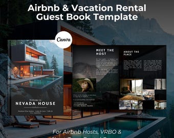 Airbnb Welcome Book Template Canva: Digital Guestbook, House Manual (Printable PDF Guidebook)