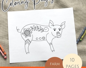 Farm Animal Coloring Pages: Barnyard Fun for Kids & Adults (PDF Download)