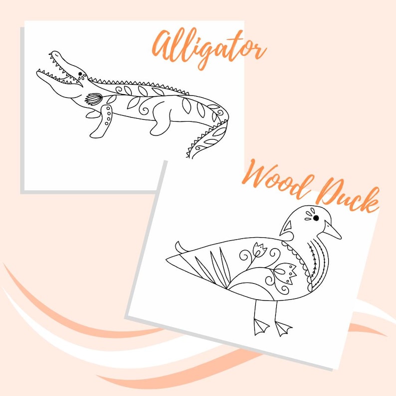 Alligator Script River Animal Coloring Pages: Relaxing Minimalist Designs (PDF Download ...