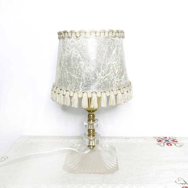 Vintage lampe de table 1950, franges romantique, vintage home déco, art déco, antique, shabby chic, collection