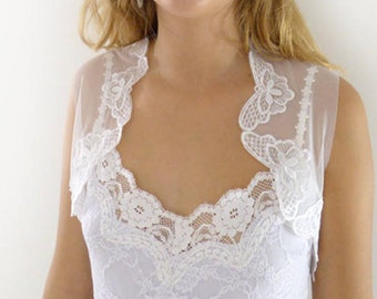 Bridal bolero, embroidery, wedding bolero, white lace, butterfly, embroidered,  sleeveless. size S/ M/L
